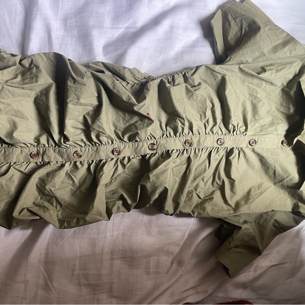 Olive Green Button-Up Dress